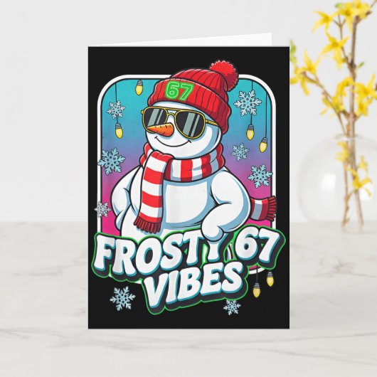 Frosty Vibes 67 Snowman Christmas Karte (Gelbe Blume)