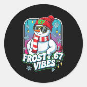 Frosty Vibes 67 Snowman Christmas  Runder Aufkleber (Vorderseite)