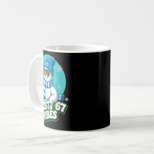 Frosty Vibes 67 Snowman Six Seven Meme Funny Winte Kaffeetasse (Vorderseite Links)