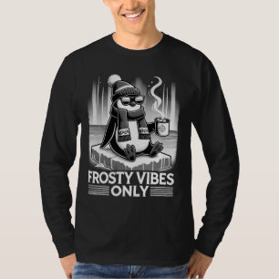 Frosty Vibes Only - Minimalistischer Pinguin für d T-Shirt