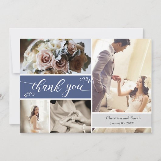 Frosty Winter blue Wedding Danke (Vorderseite)