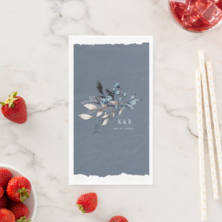Frosty Winter Floral Monogram Wedding Serviette