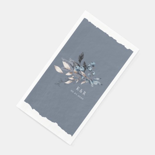 Frosty Winter Floral Monogram Wedding Serviette (Ecke)