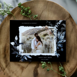 Frosty Winter Floral Save the Date Postcard Postkarte