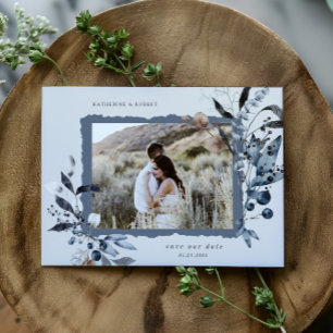 Frosty Winter Floral Save the Date Postcard Postkarte