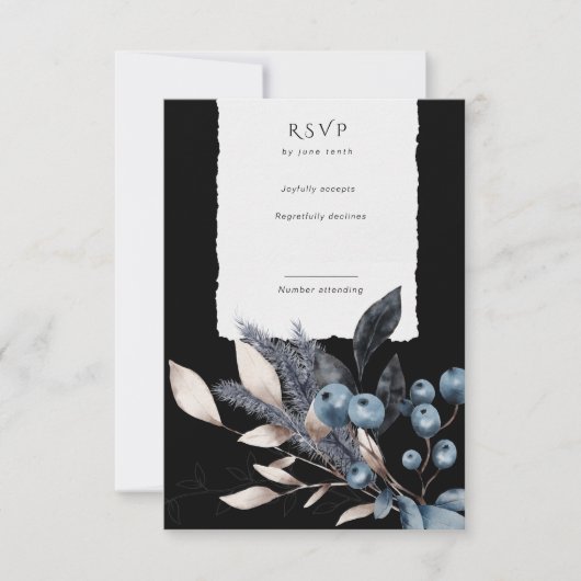 Frosty Winter Floral Vertical RSVP Card (Vorderseite)