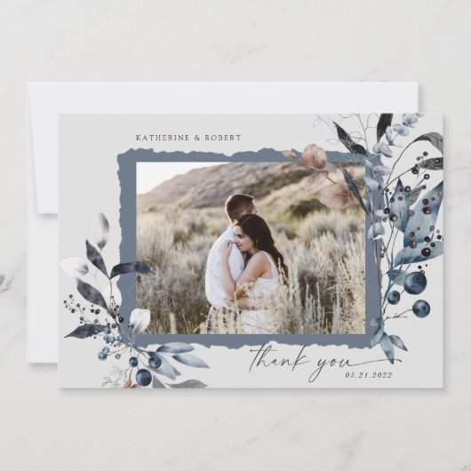 Frosty Winter floral Vielen Dank für Ihre Hochzeit (Vorderseite)