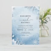 Frosty Winter Floral Wedding Einladung (Stehend Vorderseite)