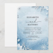 Frosty Winter Floral Wedding Einladung (Vorne/Hinten)