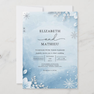Frosty Winter Floral Wedding Einladung