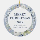 Frosty Winter Foliage Grüne Foto Weihnachten Keramik Ornament (Hinten)