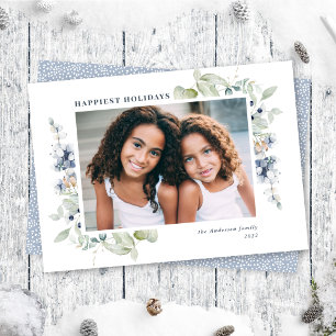 Frosty Winter Foliage Holiday Photo Card Feiertagskarte