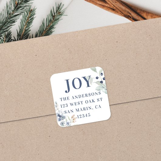 Frosty Winter Foliage Weihnachts-Rücksendeadresse Quadratischer Aufkleber