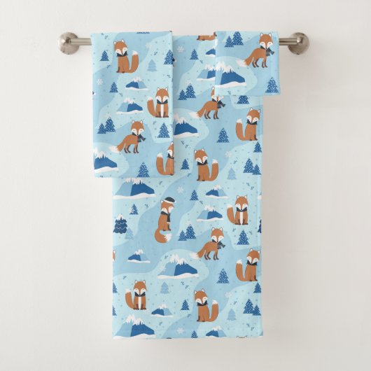Frosty Winter Foxes Badhandtuch Set (Insitu)