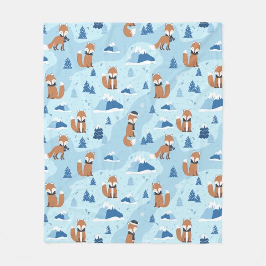 Frosty Winter Foxes Fleecedecke (Vorderseite)