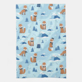 Frosty Winter Foxes Geschirrtuch (Vertikal)