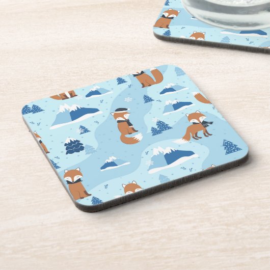 Frosty Winter Foxes Getränkeuntersetzer (Linke Seite)