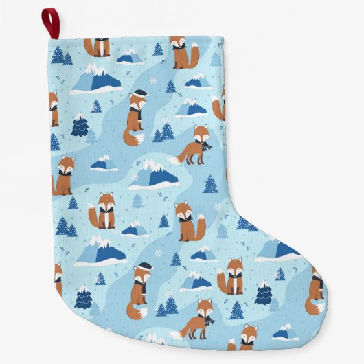 Frosty Winter Foxes Großer Weihnachtsstrumpf (Vorderseite)