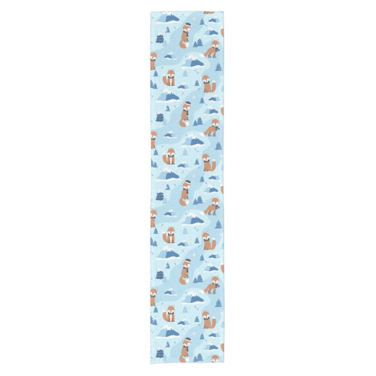 Frosty Winter Foxes Kurzer Tischläufer (Vorderseite)