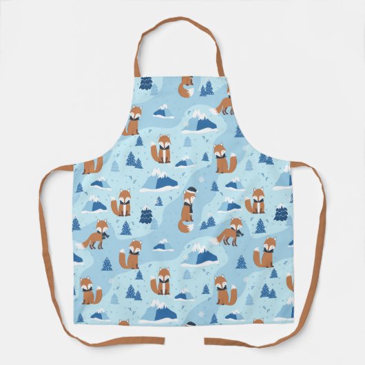 Frosty Winter Foxes Schürze (Vorderseite)