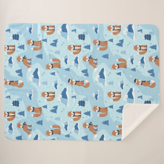 Frosty Winter Foxes Sherpadecke (Vorderseite (Horizontal))