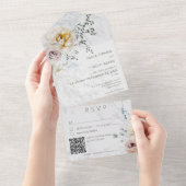 Frosty Winter Pastel Floral Moderner QR-Code All In One Einladung (Abreißen)