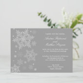 Frosty Winter Snowflake Hochzeit Einladung Grau (Stehend Vorderseite)