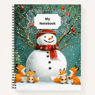 Frosty Winter Whimsical Snowman Fox Wonderland Notizblock