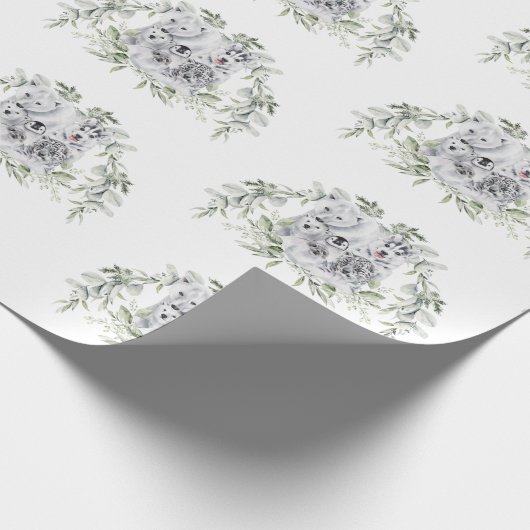 Frosty Winter Wonderland Artic Animals Baby Dusche Geschenkpapier (Ecke)