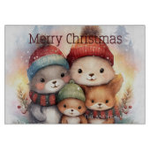 Frosty Woodland Family Merry Christmas Glass Schneidebrett (Vorderseite)