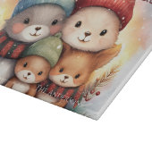 Frosty Woodland Family Merry Christmas Glass Schneidebrett (Ecke)