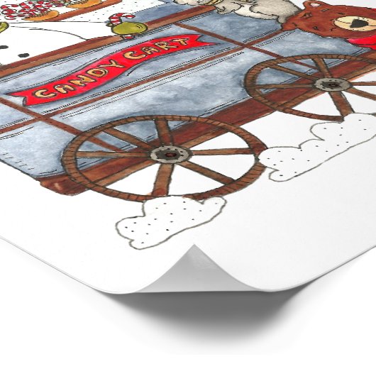 Frosty's Candy Cart - Niedlicher Holiday Snowman Poster (Ecke)