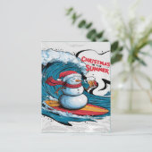 Frostys Christmas Surfin Brew Postkarte (Stehend Vorderseite)