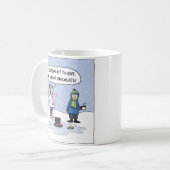 "Frosty's Last Day" Humorischer Holiday Cartoon Fu Kaffeetasse (Vorderseite Links)