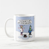 "Frosty's Last Day" Humorischer Holiday Cartoon Fu Kaffeetasse (Links)