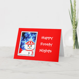 FROSTY'S NIGHT Snowman Design Grußkarte Feiertagskarte