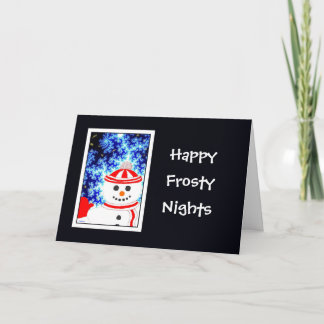 FROSTY'S NIGHT Snowman Design Grußkarte Feiertagskarte