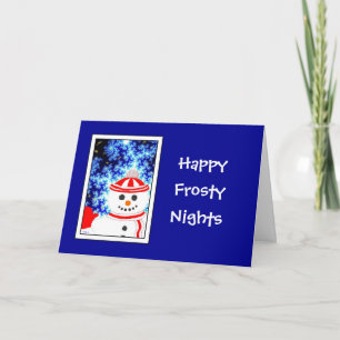 FROSTY'S NIGHT Snowman Design Grußkarte Feiertagskarte
