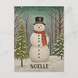 Frosty's Snowy Scene Personalisierte Weihnachten Postkarte