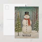 Frosty's Snowy Scene Personalisierte Weihnachten Postkarte (Vorne/Hinten)
