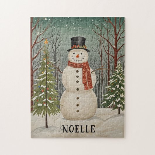 Frosty's Snowy Scene Personalisierte Weihnachten Puzzle (Vertikal)
