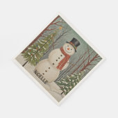 Frosty's Snowy Scene Personalisierte Weihnachten Serviette (Ecke)