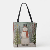 Frosty's Snowy Scene Personalisierte Weihnachten Tasche (Rückseite)