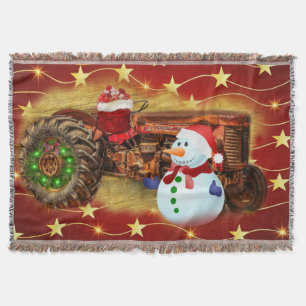 Frostys Vintage-Rot-Traktor-Weihnachten Decke