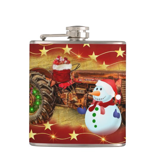 Frosty's Vintage Weihnachten Flachmann (Vorderseite)