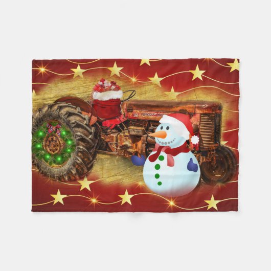 Frosty's Vintage Weihnachten Fleecedecke (Vorderseite (Horizontal))