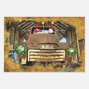 Frosty's Vintager GMC Truck Weihnachtslauf Geschenkpapier Set