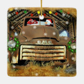 Frosty's Vintager GMC Truck Weihnachtslauf Keramikornament (Rückseite)