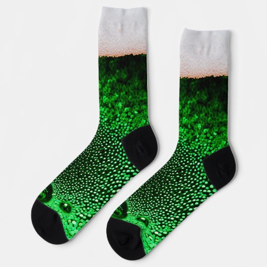 Frothy Head of Beer Funny Green Lager Flasche Socken (Linkes Detail)