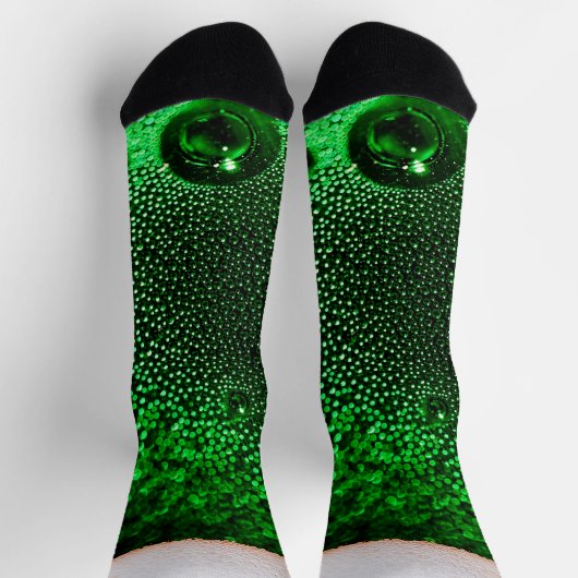 Frothy Head of Beer Funny Green Lager Flasche Socken (Oben)